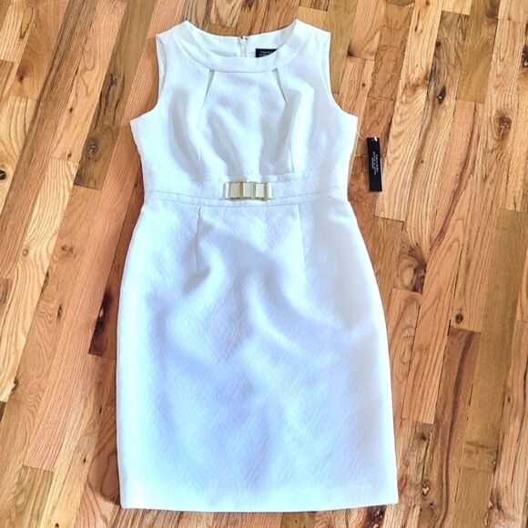 NWT Arthur S. Levine TAHARI Sheath Dress White Cutout 6 - Picture 11 of 11
